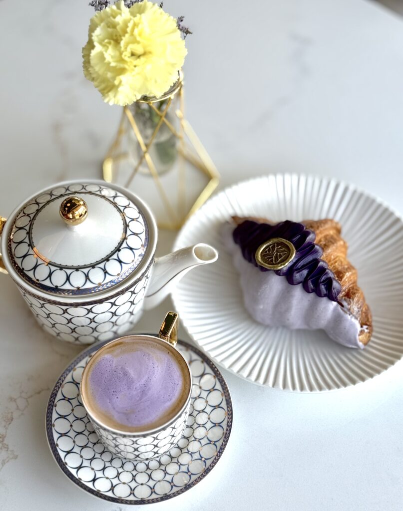 Ube Latte and Croissant