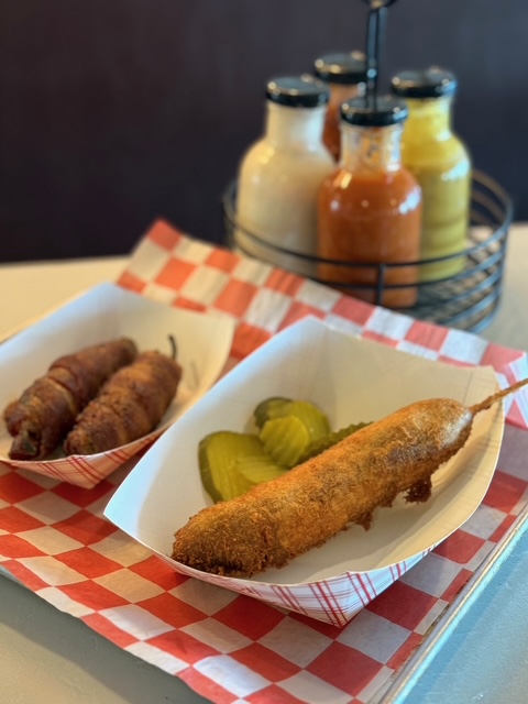 Lily’s smoked sausage corndog Lily's smoked sausage corndog